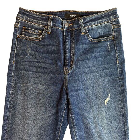 Vervet High Rise Raw Hem Straight Leg Distressed Jeans Size 28 Style VT467 - Picture 3 of 9
